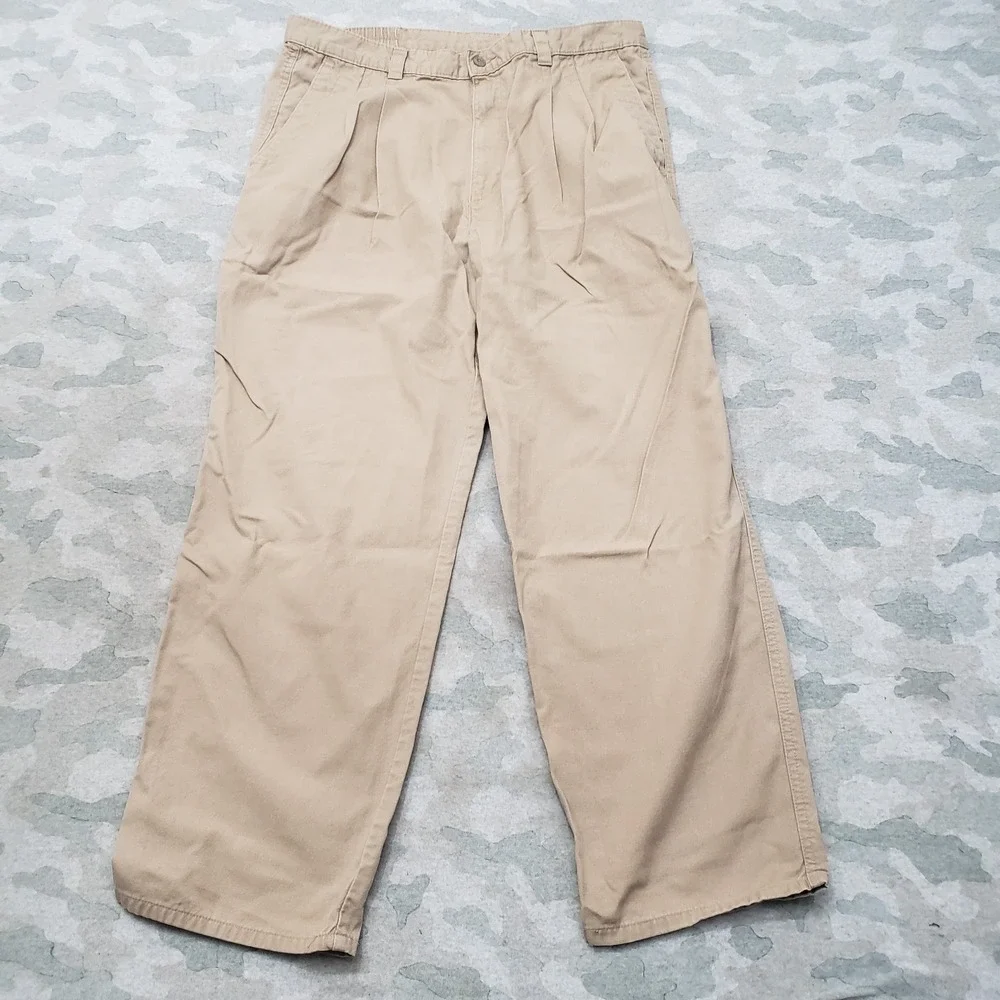 Vintage Levi's Dockers Pants 36x30‎ Tan Straight Leg Elastic Waist Pockets